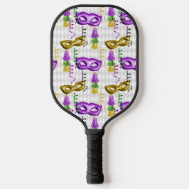 MASKS & TASSELS lila & GOLD MARDI GRAS Pickleball Schläger
