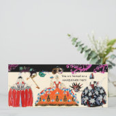 MASKS UND ROKOKO LADY MARDI GRAS MASQUERADE PARTY EINLADUNG (Stehend Vorderseite)