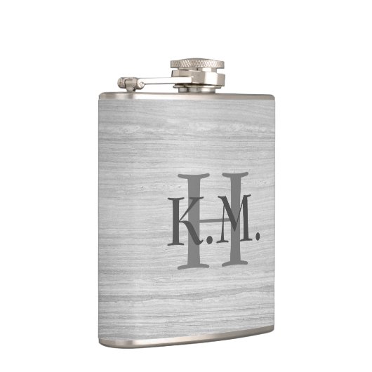 Maskulinarisch Mit Monogramm gestreifter Granitkol Flachmann (Rechts)