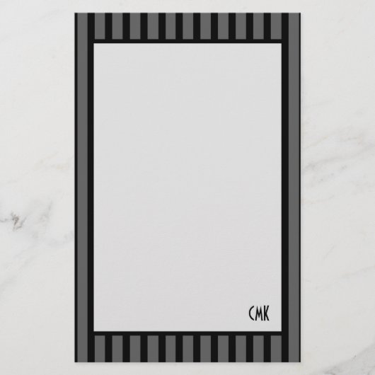 Maskulinarische Personalisierte Schwarz- und Graus Briefpapier (Vorderseite)