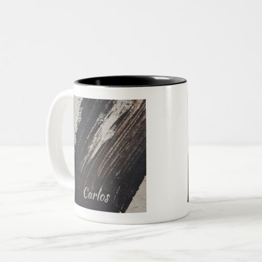 Maskulinarische und moderne Schwarz- und Paint-Sch Zweifarbige Tasse (Vorderseite Links)