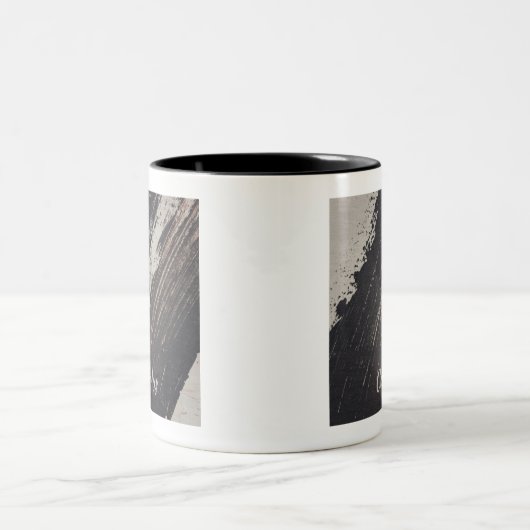 Maskulinarische und moderne Schwarz- und Paint-Sch Zweifarbige Tasse (Mittel)