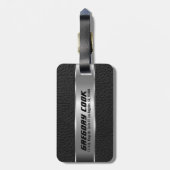 Maskulinarisches Schwarzes Imitat Leder & Silber L Gepäckanhänger (Rückseite vertikal)