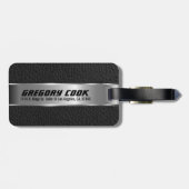 Maskulinarisches Schwarzes Imitat Leder & Silber L Gepäckanhänger (Rückseite horizontal)