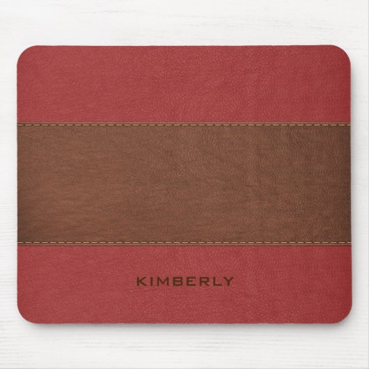 Maskulinbraun und rotes Leder Mousepad (Vorne)