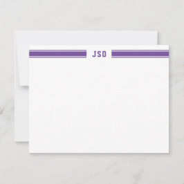 Maskuline aus Sportrauben Monogram Lila & weiß Mitteilungskarte