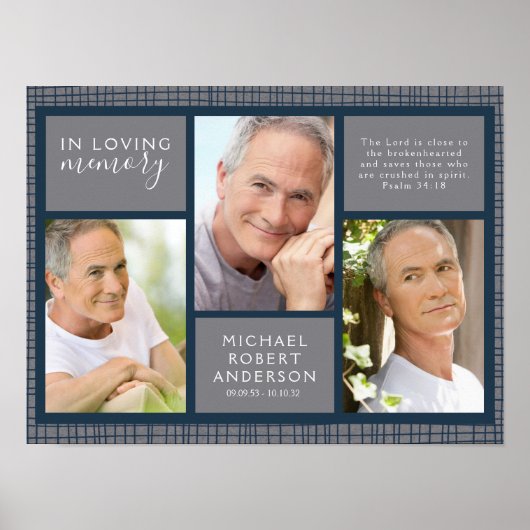 Maskuline Beerdigung Begrüßungszeichen im Gedächtn Poster (Vorne)