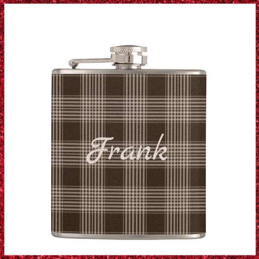 Maskuline Brown und Beige Kariert Flachmann