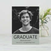 Maskuline Classic Gray Graduation Party | Foto Einladung (Stehend Vorderseite)