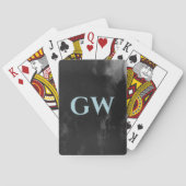 Maskuline Dunkelschwarze Abstrakte Monogramm Spielkarten (Rückseite)