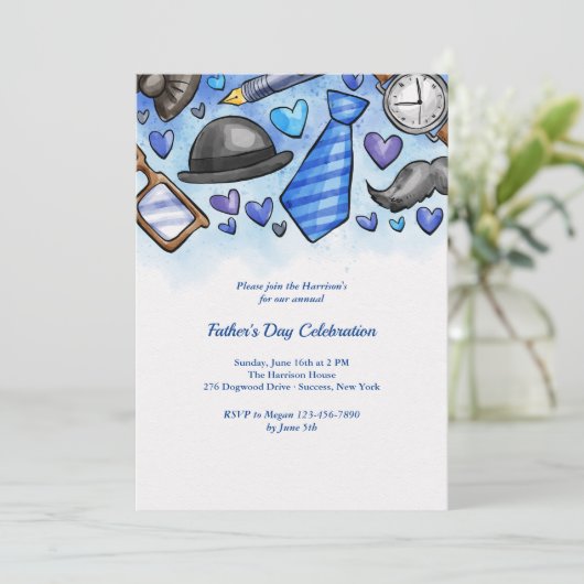 Maskuline Elemente Vatertag Einladung (Stehend Vorderseite)