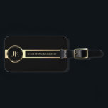 Maskuline Führungskraft Schwarz & Gold Monogramm Gepäckanhänger<br><div class="desc">Maskuline Führungskraft Schwarz & Gold Monogramm</div>