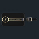 Maskuline Führungskraft Schwarz & Gold Monogramm Gepäckanhänger<br><div class="desc">Maskuline Führungskraft Schwarz & Gold Monogramm</div>