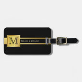 Maskuline Führungskraft Schwarz & Silbermetall-Mon Gepäckanhänger (Vorderseite horizontal)