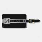 Maskuline Führungskraft Schwarz & Silbermetall-Mon Gepäckanhänger (Vorderseite horizontal)