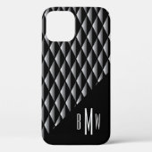 Maskuline Geometrisches Muster Mit Monogramm Black Case-Mate iPhone Hülle (Rückseite)
