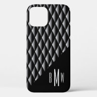Maskuline Geometrisches Muster Mit Monogramm Black