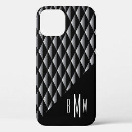 Maskuline Geometrisches Muster Mit Monogramm Black Case-Mate iPhone Hülle
