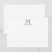 Maskuline Grüne erste Monogramm und Name Flat Note (Vorne/Hinten)