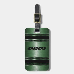 Maskuline Grüne Moderne Imitate Metallische Streif Gepäckanhänger