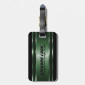 Maskuline Grüne Moderne Imitate Metallische Streif Gepäckanhänger (Rückseite vertikal)