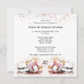 Maskuline hat Aquarellbouquet Homosexuellenehe Einladung (Vorderseite)