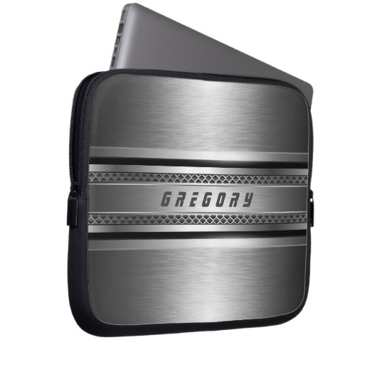 Maskuline Imitate Silbergraue Streifen Design Laptopschutzhülle (Vorne Rechts)