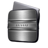 Maskuline Imitate Silbergraue Streifen Design Laptopschutzhülle (Vorderseite Links)