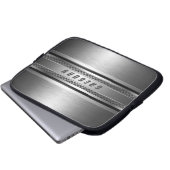 Maskuline Imitate Silbergraue Streifen Design Laptopschutzhülle (Vorne Knopf)