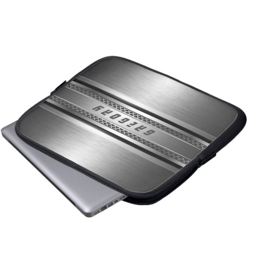 Maskuline Imitate Silbergraue Streifen Design Laptopschutzhülle (Vorne Knopf)