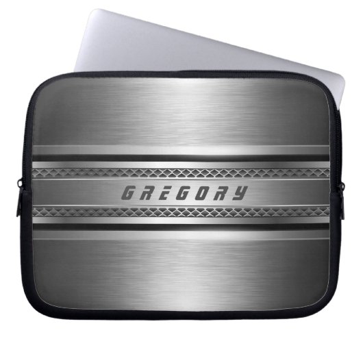 Maskuline Imitate Silbergraue Streifen Design Laptopschutzhülle (Vorderseite)