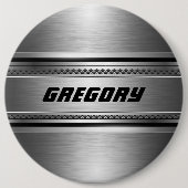 Maskuline Imitate Silver Stripes Design monogramie Button (Vorderseite)