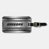 Maskuline Imitate Silver Stripes Design monogramie Gepäckanhänger (Vorderseite horizontal)