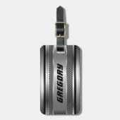 Maskuline Imitate Silver Stripes Design monogramie Gepäckanhänger (Vorderseite vertikal)