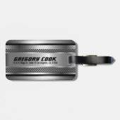 Maskuline Imitate Silver Stripes Design monogramie Gepäckanhänger (Rückseite horizontal)