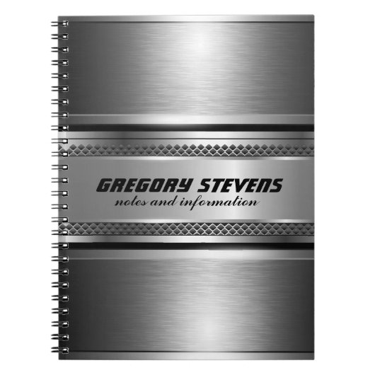 Maskuline Imitate Silver Stripes Design monogramie Notizblock (Vorderseite)