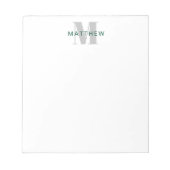 Maskuline Initial/Name Monogramm dunkelgrün & grau Notizblock (Vorderseite)