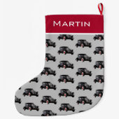 Maskuline Klassisches Black Vintage Auto Großer Weihnachtsstrumpf (Rückseite)