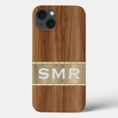 Maskuline Metall-Holz-Look Monogram-Initials Case- Case-Mate iPhone Hülle (Rückseite)