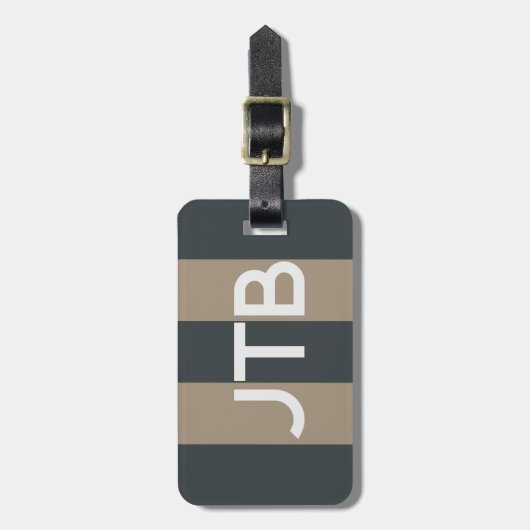 Maskuline Minimalistisch gestreifte Monogramm-Gepä Gepäckanhänger (Vorderseite vertikal)