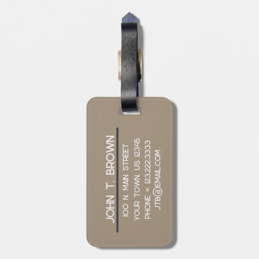 Maskuline Minimalistisch gestreifte Monogramm-Gepä Gepäckanhänger (Rückseite vertikal)