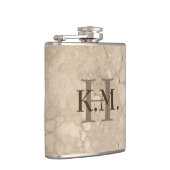 Maskuline Mit Monogramm Beige Granitflasche Flachmann (Rechts)