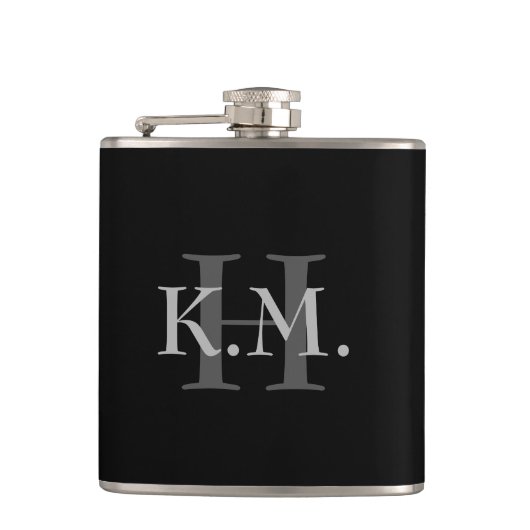 Maskuline Mit Monogramm Flasche Flachmann (Vorderseite)