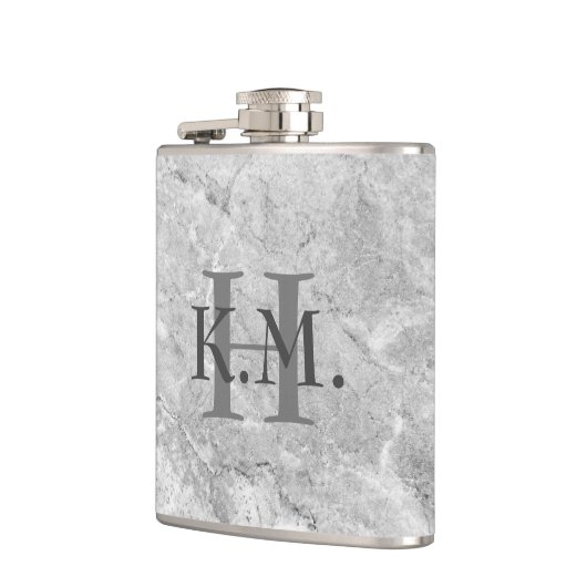Maskuline Mit Monogramm Grau-Granit-Flasche Flachmann (Links)
