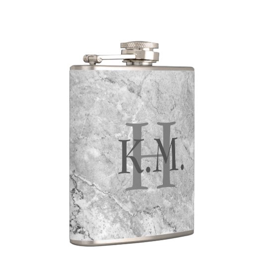 Maskuline Mit Monogramm Grau-Granit-Flasche Flachmann (Rechts)