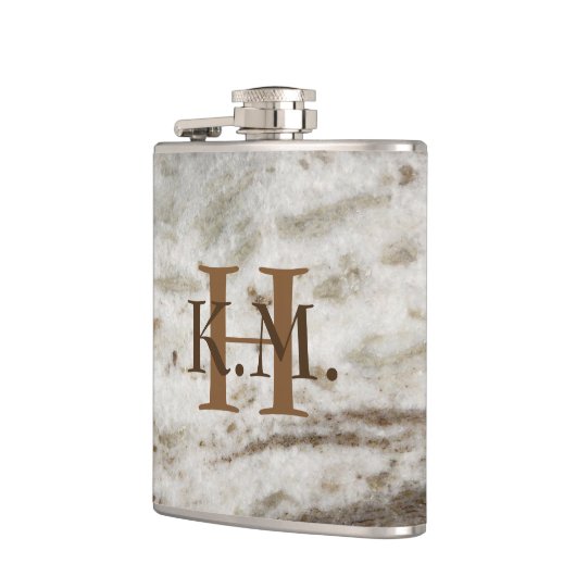 Maskuline Mit Monogramm Pearl Granite Flask Flachmann (Links)