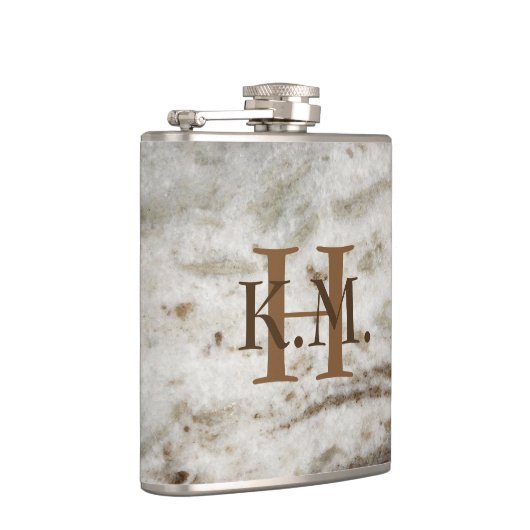 Maskuline Mit Monogramm Pearl Granite Flask Flachmann (Rechts)