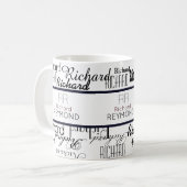 Maskuline, moderne b/w-Typographie Kaffeetasse (Vorderseite Links)