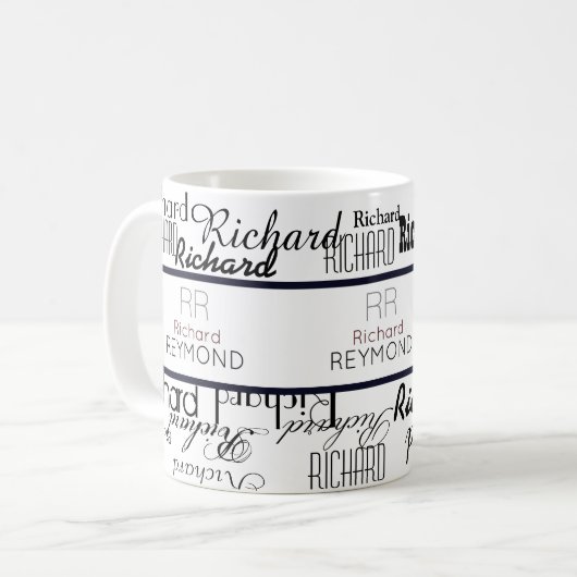 Maskuline, moderne b/w-Typographie Kaffeetasse (Vorderseite Links)