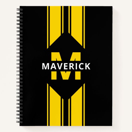 Maskuline Moderne Monogramm und Name Notizblock (Vorderseite)